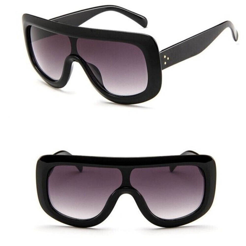 Oversized Flat Top Trendy Square Trapezoid Shape‎ Fashion Mens Womens Sunglasses - Picture 4 of 7